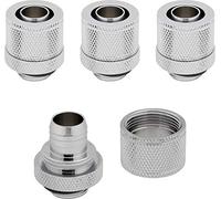 Corsair Hydro X Series, XF Compression, Lot de quatre embouts ID/OD de 10/13 mm (3/8"/1/2") (G1/4" BSPP Filetage du Port, Solide Laiton Durabilité, Compatibilité avec d’adaptateurs Hydro X) Chrome