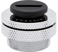Corsair Hydro X Series, XF Fillport (Filetages G1/4” BSPP Standards, Construction en Solide Laiton, Remplissage/Vidange Faciles, Bague de Blocage Filetée, Bouchon G1/4” Inclus) Chrome
