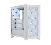 Corsair iCUE 4000D RGB - Boîtier PC Midi Tower Blanc, ATX/mATX/Mini-ITX, 2x 3.5", 2x 2.5", 3x 120mm avant, USB 3.2 Gen 1/Gen 2