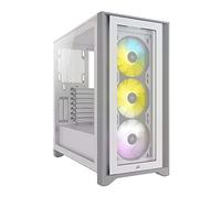 CORSAIR iCUE 4000X RGB Moyen Tour ATX PC Boîtier en Verre Trempé - 3x SP120 RGB ELITE Ventilateurs - iCUE Lighting Node CORE Contrôler - Flux d'air élevé - Blanc