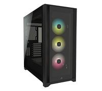 Corsair iCUE 5000X RGB Moyen-Tour Connecté en Verre Trempé Boîtier (Quatre Panneaux, Système de Câbles RapidRoute, Trois Ventilateurs de 120 mm Inclus, Éclairage Intelligent) Noir