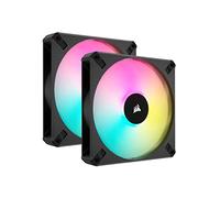 Corsair iCUE AF140 RGB ELITE 140mm PWM Kit de Deux Ventilateurs - Huit LED RGB Par Ventilateur - Technologie AirGuide - Palier Fluid Dynamic - Contrôleur iCUE Lighting Node CORE Inclus - Noir