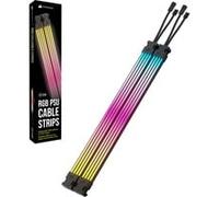 Corsair Bandes LED iCUE ARGB pour câbles PSU – 2x200 mm, 100 RGB LEDs par bande, 5V ARGB, Noir