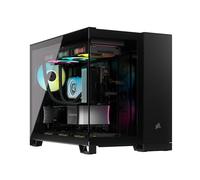 CORSAIR iCUE LINK 2500X RGB Boîtier Petit Tour mATX à Double Chambre - Verre Trempé Panoramique - Connexion Inversée Compatible Avec la Carte Mère - 2x Ventilateurs CORSAIR RX120 RGB Inclus - Noir