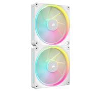 CORSAIR iCUE Link LX140 RGB 140 mm PWM Ventilateurs Paquet Double - Double Boucles Lumineuses - Inclut iCUE Link System Hub - Technologie CORSAIR AirGuide - Blanc