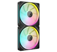 CORSAIR iCUE Link LX140 RGB 140 mm PWM Ventilateurs Paquet Double - Double Boucles Lumineuses - Inclut iCUE Link System Hub - Technologie CORSAIR AirGuide - Noir
