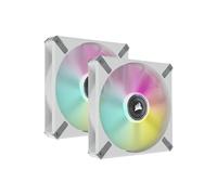 Corsair iCUE ML140 RGB ELITE, ventilateur 140 mm PWM RGB (technologie Corsair AirGuide,iCUE Lighting Node CORE inclus) Pack double - Blanc