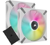 Corsair iCUE ML140 RGB ELITE, ventilateur 140 mm PWM RGB (technologie Corsair AirGuide,iCUE Lighting Node CORE inclus) Pack double - Blanc