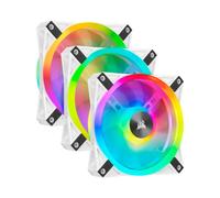 Corsair iCUE QL120 RGB, Ventilateur LED RGB PWM 120 mm (102 LED RGB Paramétrables Individuellement, Allant jusqu’à 1 500 TR/Min, Faible Bruit) Lot de Trois Ventilateurs avec Lighting Node CORE - Blanc