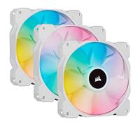 Corsair iCUE SP120 RGB ELITE Performance 120 mm Kit de Trois Ventilateurs avec iCUE Lighting Node CORE (Technologie CORSAIR AirGuide, Huit LED RGB Paramétrables, Silencieux niveau sonore 18 dBA) Blanc