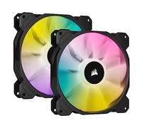 Corsair iCUE SP140 RGB ELITE Performance 140 mm Kit de Deux Ventilateurs avec Lighting Node CORE (Technologie CORSAIR AirGuide, Huit LED Paramétrables, Silencieux Niveau Sonore 18 dBA) Noir
