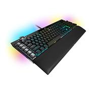 Corsair K100 RGB Clavier de Jeu opto-mécanique (Commutateurs OPX RGB, Rétroéclairage LED RVB, Jeu de keycap en Polycarbonate, Repose-Poignet magnétique Amovible en Similicuir) Noir
