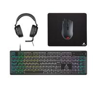 Corsair K55 Core Clavier de Jeu avec Membrane RVB, commutateurs Silencieux et réactifs - Résistance aux éclaboussures - RGB à dix Zones - Touches multimédias - Compatible iCUE - QWERTY UK - PC, Mac