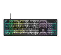 Corsair K55 CORE RGB Membrane Clavier de jeu filaire - Commutateurs silencieux et réactifs - Protection contre les éclaboussures - RGB à dix zones - Touches multimédia - Compatible iCUE - QWERTZ DE