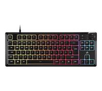 Corsair K55 Core TKL RGB Clavier Gaming - Tenkeyless, Éclairage RGB 8 Zones, Touches à Membrane Silencieuses, Résistant aux Éclaboussures, Touches multimédia, sondage 1000Hz, Disposition Allemande
