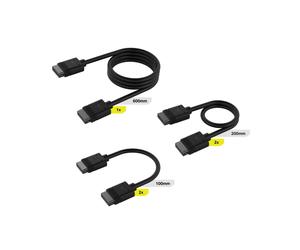 Corsair Kit de Connecteurs Noirs CL-9011118-WW pour Refroidissement PC (3 pièces) : Connecteurs Mâle vers Mâle, Installation Facile