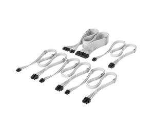 Corsair Kit de Démarrage Câbles PSU à Gaines Individuelles Type 4 Elite Premium - Peignes à Câble Profil Bas, Conception Paracord à Maille Triple Couche, Compatible PSU's Type 4 - Blanc