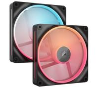 CORSAIR iCUE Link LX140-R RGB 140mm PWM Ventilateur Inversés - Kit Double Ventilateur - Faible Bruit, CORSAIR Palier à Dôme Magnétique, Double Boucle Lumineuse, Vis QuikTurn™, Mode Zéro RPM - Noir