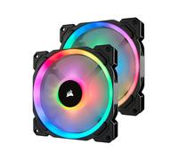 Corsair LL140 RGB Ventilateur 140mm PWM, 600-1300 tr/min, 25 dBA, 51.5 CFM, 1.52 mmH2O, LED RGB adressables, 140x140x25mm