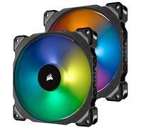 Corsair ML140 PRO RGB, Ventilateur 140mm Premium Magnetic Levitation RGB LED PWM - Pack de deux avec Lighting Node PRO (400 RPM à 1 200 RPM, silencieux, hautes performances) Noir