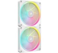 CORSAIR iCUE Link LX140 RGB 140 mm PWM Ventilateurs Paquet Double - Double Boucles Lumineuses - Inclut iCUE Link System Hub - Technologie CORSAIR AirGuide - Blanc