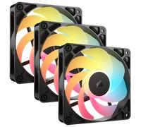 CORSAIR RS120-R ARGB 120mm PWM +5 ARGB Inversée Ventilateurs - Inversé Rotor, Huit RGB LEDs, Haute Pression Statique, Connecteurs en Série, Roulement à Dôme Magnétique - Pack Triple - Noir