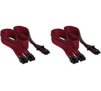 Corsair Premium 600 W PCIe 5.0 / Gen 5 12VHPWR Câble d’Alimentation - Adapté aux Alimentations de Type-4 via Une Double Connexion PCIe à 8 Broches - Connecteur 12+4 Broches - Noir/Rouge (Lot de 2)