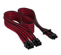 Corsair Premium 600 W PCIe 5.0 / Gen 5 12VHPWR Câble d’Alimentation - Adapté aux Alimentations de Type-4 via Une Double Connexion PCIe à 8 Broches - Connecteur 12+4 Broches - Noir/Rouge