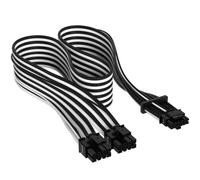 Corsair Premium 600 W PCIe 5.0 / Gen 5 12VHPWR Câble d’Alimentation - Adapté aux Alimentations de Type-4 Via Une Double Connexion PCIe à 8 Broches - Connecteur 12+4 Broches - Noir/Blanc