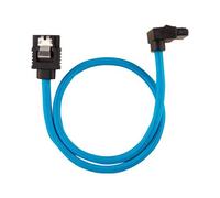 CORSAIR Premium Sleeved - Câble SATA - Serial ATA 150/300/600 - SATA (M) droit, verrouillé pour SATA (M) à angle droit - 30 cm - bleu (pack de 2)