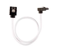 CORSAIR Premium Sleeved - Câble SATA - Serial ATA 150/300/600 - SATA (M) droit, verrouillé pour SATA (M) à angle droit - 30 cm - blanc (pack de 2)