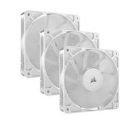 CORSAIR RS120 120mm Ventilateurs PWM - Connexion Daisy-Chain - Faible Bruit - Roulement à Dôme Magnétique - Paquet Triple - Blanc