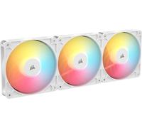 CORSAIR RS120-R ARGB 120mm PWM +5 ARGB Inversée Ventilateurs - Inversé Rotor, Huit RGB LEDs, Haute Pression Statique, Connecteurs en Série, Roulement à Dôme Magnétique - Pack Triple - Blanc