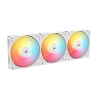 CORSAIR RS120-R ARGB 120mm PWM +5 ARGB Inversée Ventilateurs - Inversé Rotor, Huit RGB LEDs, Haute Pression Statique, Connecteurs en Série, Roulement à Dôme Magnétique - Pack Triple - Blanc