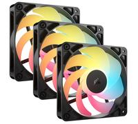 CORSAIR RS120-R ARGB 120mm PWM +5 ARGB Inversée Ventilateurs - Inversé Rotor, Huit RGB LEDs, Haute Pression Statique, Connecteurs en Série, Roulement à Dôme Magnétique - Pack Triple - Noir