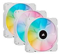 Corsair iCUE SP120 RGB ELITE Performance 120 mm Kit de Trois Ventilateurs avec iCUE Lighting Node CORE (Technologie CORSAIR AirGuide, Huit LED RGB Paramétrables, Silencieux niveau sonore 18 dBA) Blanc
