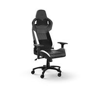 Corsair T1 RACE (2023) Fauteuil Gaming - Inspiré des Sports Automobiles - Revêtement en cuir synt - Armature en Acier - Accoudoirs 4D Hautement Ajustables - Noir et Blanc
