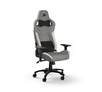 Corsair T3 RUSH Fabric (2023) Fauteuil Gaming - Inspiré des Sports Automobiles - Revêtement en Tissu Doux - Coussin Détachable pour La Nuque et Support Lombaire à Mémoire de Forme - Gris et Blanc