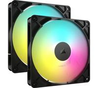 Ventilateur 140 mm noir, pack de 2, contrôle PWM, éclairage ARGB.