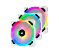 Corsair Ventilateur CO-9050092-WW 120mm Blanc, 2200 tr/min, 63 CFM, 3 mmH2O, Roulement Hydraulique, LED RGB, Connecteur 4-Pin, 13.2V