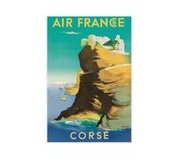 Corse Air France Poster de voyage vintage personnalisé sur toile Décoration murale pour salon, chambre à coucher 30 x 45 cm