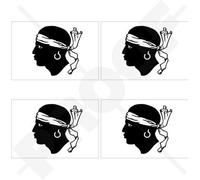 Corse Corse Drapeau France, Corse, 50mm Vinyle Autocollants, x4 Stickers