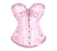 Corset 2025 pour femme bustier galbant lingerie dentelle taille push up body overbust baleines corset robe femme, rose, 7XL