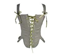Corset à lacets en forme d'arête de poisson pour femme avec une taille amincissante et un haut en élasthanne, grande taille 2025, Vert, XS