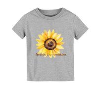 Corset à manches courtes pour filles - Imprimé tournesol « Live in the Sunshine » - Pour garçons et filles - Couleur unie - Gris - 2 à 4 ans