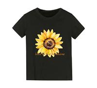 Corset à manches courtes pour filles - Imprimé tournesol - Live in the Sunshine - Pour garçons et filles - Couleur unie - Noir - 4 à 6 ans