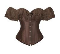 Corset Bustier à Lacets Vintage avec Jarretelles pour Femmes Corset Bustier à Lacets avec Baleines Lingerie Bodyshaper Body Papa Et Maman (Brown, L)