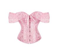 Corset Bustier à Lacets Vintage avec Jarretelles pour Femmes Corset Bustier à Lacets avec Baleines Lingerie Bodyshaper Legging Rose Foncé (S)