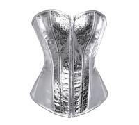 Corset bustier avec corsage par un serre-taille en cuir artificiel pour soutenir la poitrine et façonner le corps, corsets pour femme lingerie, Argenté., M