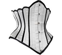 Corset bustier en satin à double baleines en acier pour femme (FR/ES, Alpha/lettres, Grand, Taille normale, Taille normale, Blanc)